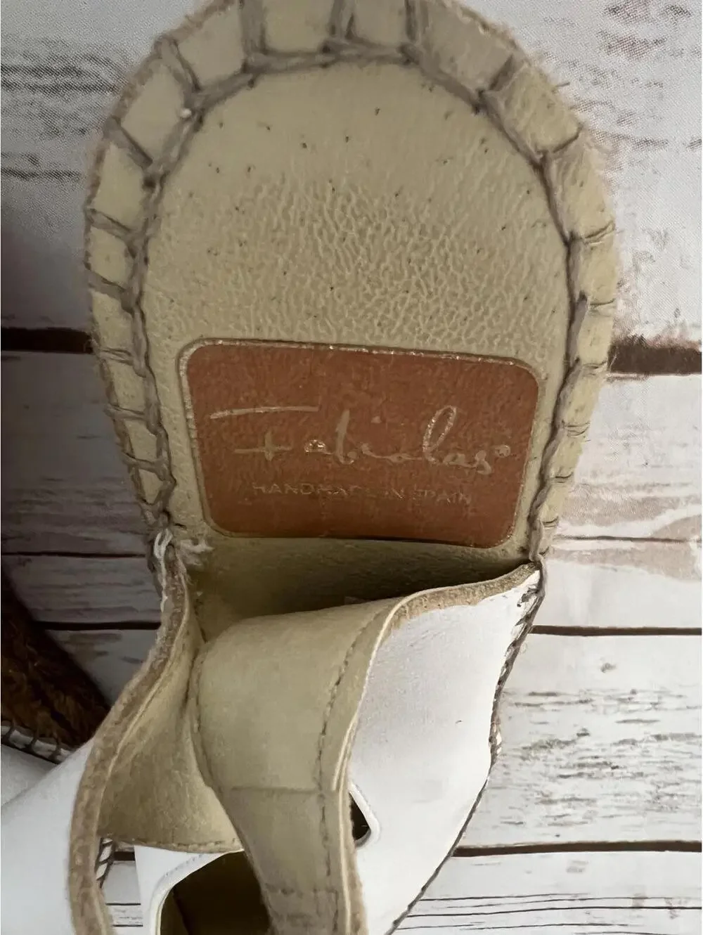 Fabilalas White Espadrille Handmade Wedges in Spain Made in‎ Spain - sz 6.6-7